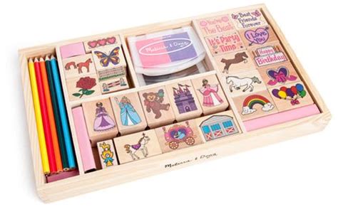 Melissa Doug Wooden Stamp Set Vehicles 10 Stamps Colored 56 Off