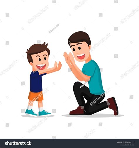 Boy Does Double High Five His Stock Vector Royalty Free 2041552127