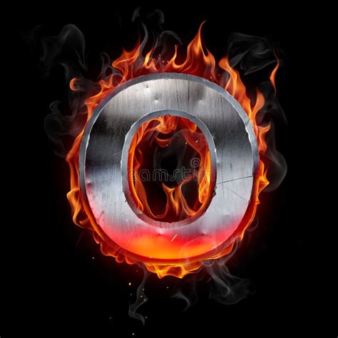 Fire Metal Letter Isolated On Black Background Stock Illustration