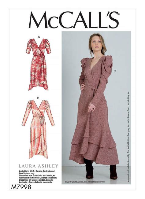 Mccalls Sewing Pattern 7998 Misses 14 22 Easy Wrap Dresses 2 Style