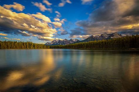 Sunset Over Herbert Lake In Banff National Park Alberta Canada High