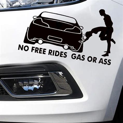 208cm Gas Or Ass No Free Rides Funny Vinyl Decals Car Sticker Euro Jdm For Window Bumper Body