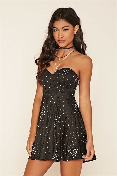 A Strapless Knit Mini Dress With A Sweetheart Neckline An Allover