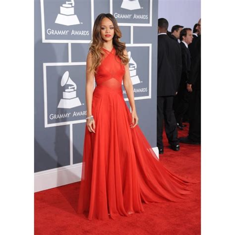 Rihanna Red Evening Prom Dress 2013 Grammy Award Red Carpet