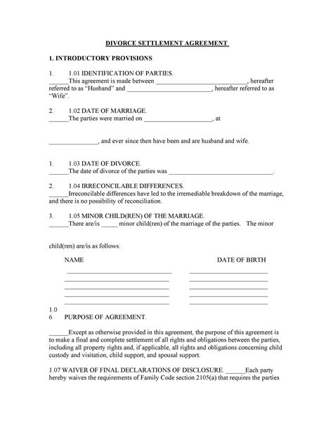 42 Divorce Settlement Agreement Templates 100 Free