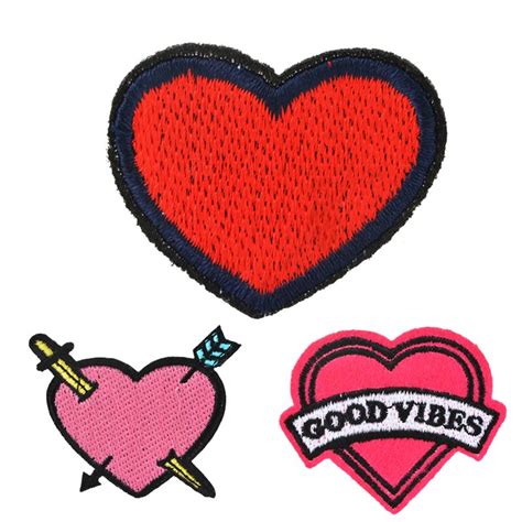 Buy 15pcs Handmade Embroidered Heart Patch Iron On
