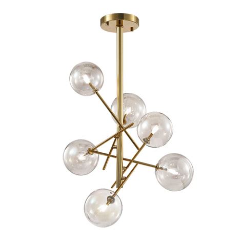 Buy Kco Lighting Sputnik Chandelier 6 Light Gold Metal Ceiling Pendant