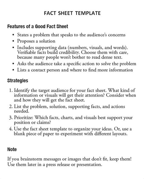 Free 13 Sample Fact Sheet Templates In Ms Word Pages Pdf