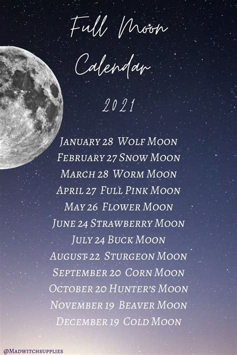 The first full moon of the year, called the wolf moon, will light up the night sky on thursday. Full Moon Calendar 2021 | Moon calendar, Full moon spells, Moon meaning