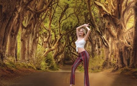 Lana Lane Posing On A Forest Road Models Female People Background