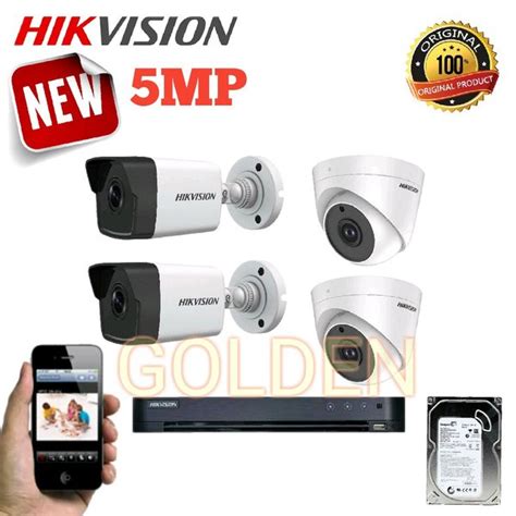 Jual Paket CCTV Hikvision 4 Channel 5MP HDD 500 GB Original 5 MP Di