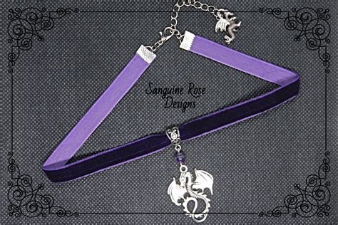 Dragon Choker Necklace Gothic Choker Folklore Choker Purple Etsy Uk