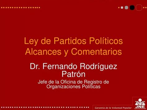 PPT Ley de Partidos Políticos Alcances y Comentarios PowerPoint