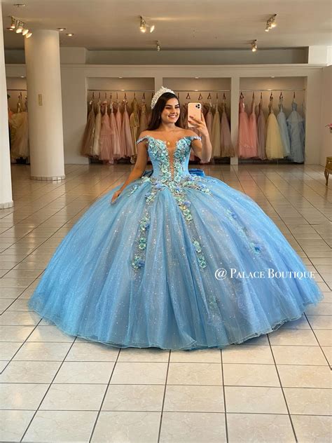 Vestido Azul Mariposas 🦋 Y Flores Quinceanera Dresses Quince Dresses