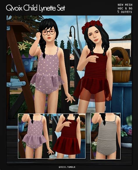 Child Lynette Swimsuit Set For The Sims 4 Sims 4 Toddler Clothes