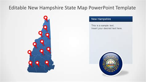 Blue Map Of New Hampshire Powerpoint Slidemodel