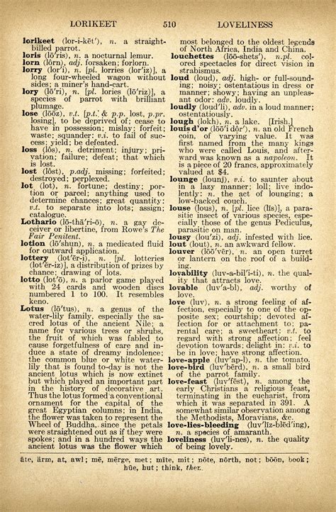 Lotus, Lovable, Love ~ Free Vintage Dictionary Page | Vintage dictionary, Vintage paper, Vintage ...
