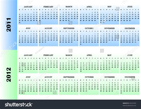 2011 2012 Colorful Vector Calendars Weeks Vector De Stock Libre De
