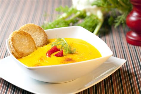 Tasty Like A Soup A Coloured Carrot And Saffran Plate With Toasted