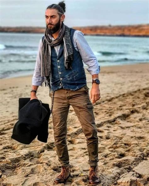 Beige Vest Boho Ideas With Brown Cargo Hipster Outfit Male Mens