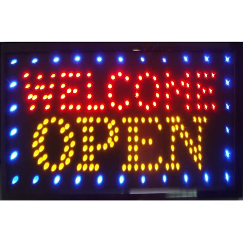 Welcome Open Led Neon Signs Blue Edge Led Neon Light Open Welcome Sign