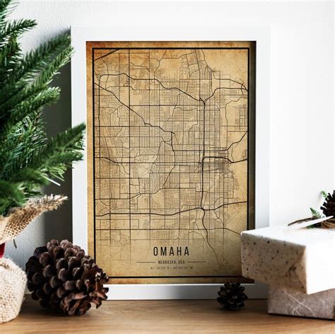 Omaha Vintage Map Poster Omaha Old Map Grunge Omaha Map Etsy Rustic