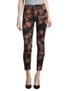 For All Mankind Floral Print Skinny Ankle Jeans Victorian Floral