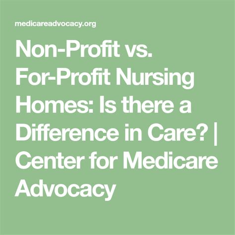 Non Profit Vs For Profit Nursing Homes Is There A Difference In Care