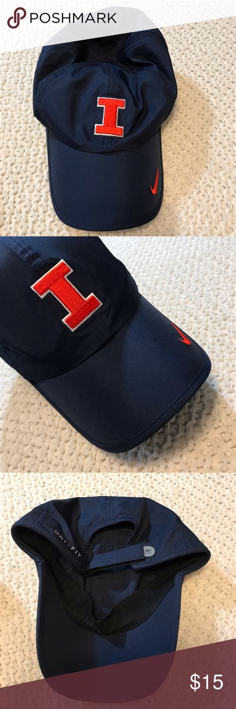 Nike University Of Illinois Dri Fit Cap Hat Six Panel Design With