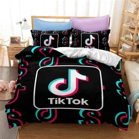 Tik Tok 7 Duvet Cover Quilt Cover Pillowcase Bedding Set Bed Linen Home