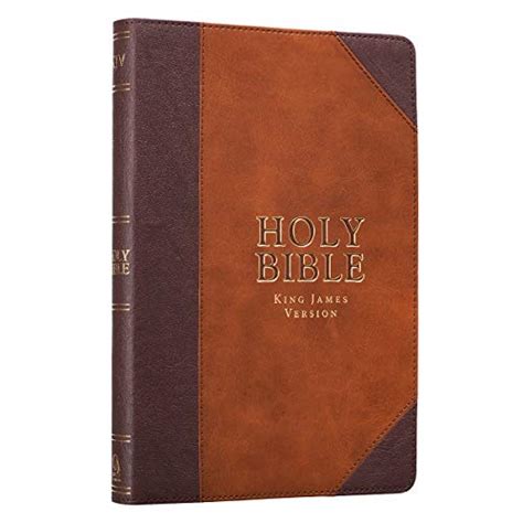 Kjv Holy Bible Thinline Large Print Two Tone Brown Faux Leather W