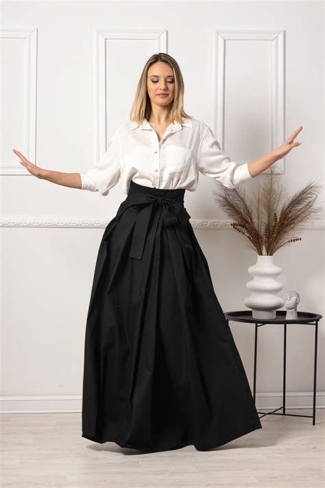 Victorian Walking Maxi Skirt Long Edwardian High Waist Skirt Wide