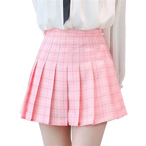 Women Pleated Plaid Skirt Sexy Safty Mini Skirt Sweet Girl Korean High Waist 2018 Summer Short