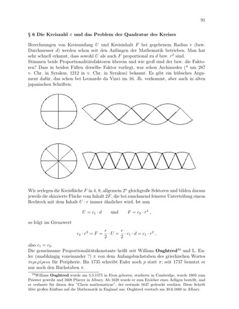 91 § 6 die kreiszahl π und das problem der quadratur des kreises