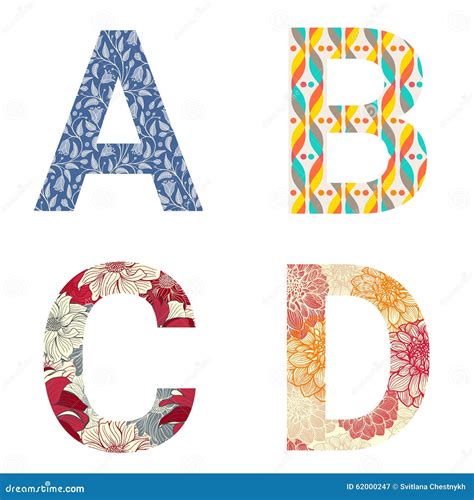 Set Of Colorful Patterned Letters Stock Vector Image 62000247