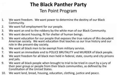 Black Panther Party Ten Point Program Black History Facts Black