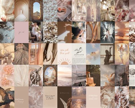 Beige Dreamcore Aesthetic Wall Collage Kit Dreamy Angel Etsy Vintage