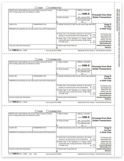 1099s Tax Forms For Real Estate Proceeds Filer Copy C
