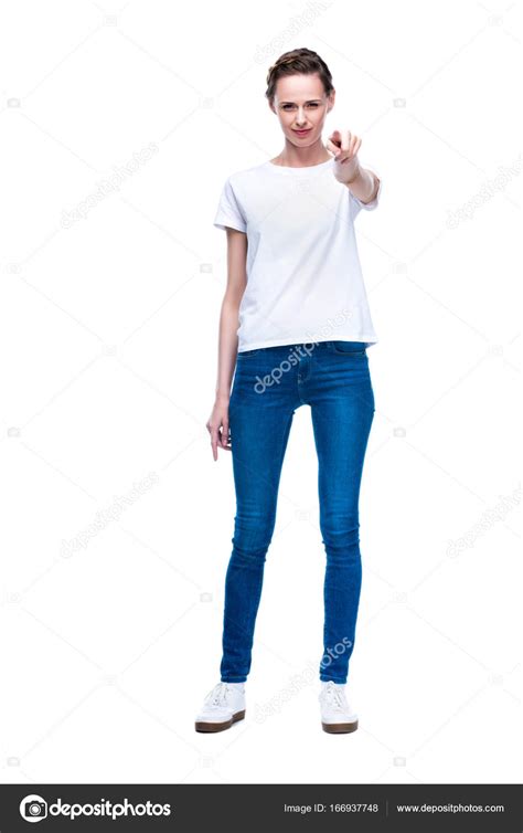 Attractive Pointing Woman — Stock Photo © Dmitrypoch 166937748