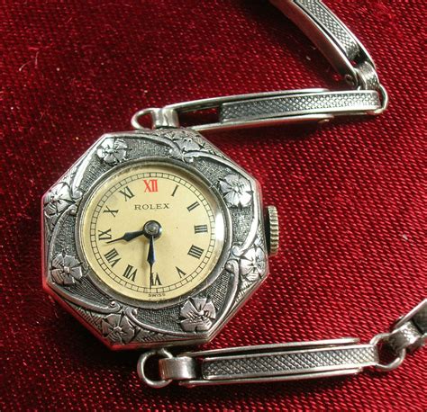 Antique Rolex Sterling Silver Ladies Wristwatch Vintage Estate Jewelry