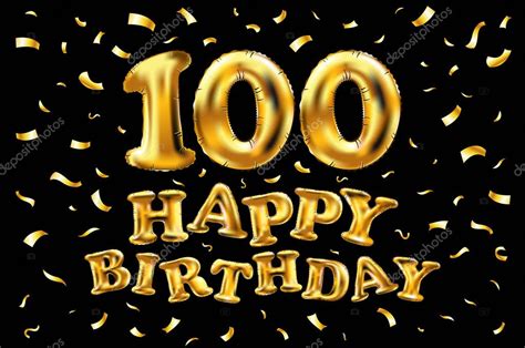 Vector Feliz Cumpleaños Celebración 100 Globos De Oro Y Purpurina De