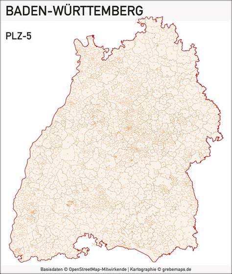 Die landkreise sind eine wichtige säule in der staatlichen und kommunalen struktur. Baden-Württemberg Vektorkarte Landkreise Gemeinden PLZ-5 ...