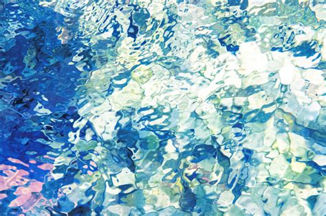Abstract Blue Glass Background Rippled Water In Aquarium Fresh Water
