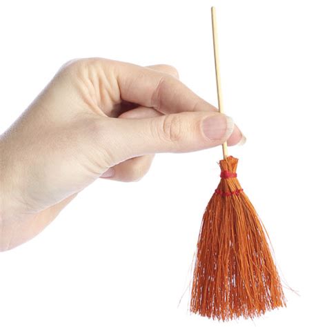 Miniature Orange Natural Straw Broom Doll Making Supplies Craft