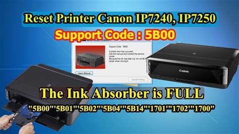 Ink absorber absorbs the ink used when cleaning is executed. Cara Reset Printer CANON IP7240, IP7250, Support Code 5B00 ...