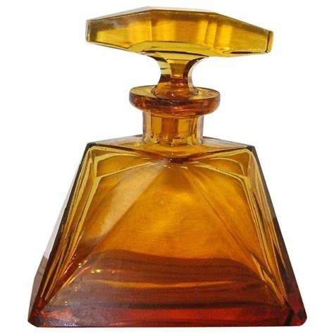 Large Art Deco Amber Glass Perfume Bottle At 1stdibs