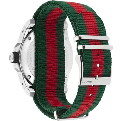 Gucci Dive Green And Red Nylon Strap Watch Ya136209