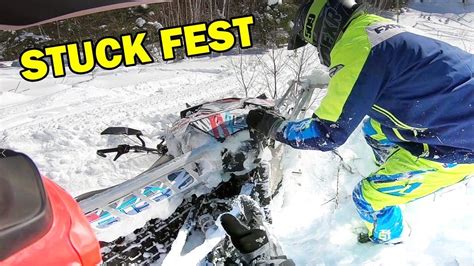 Snowmobile Stuck Fest Deep Powder Youtube