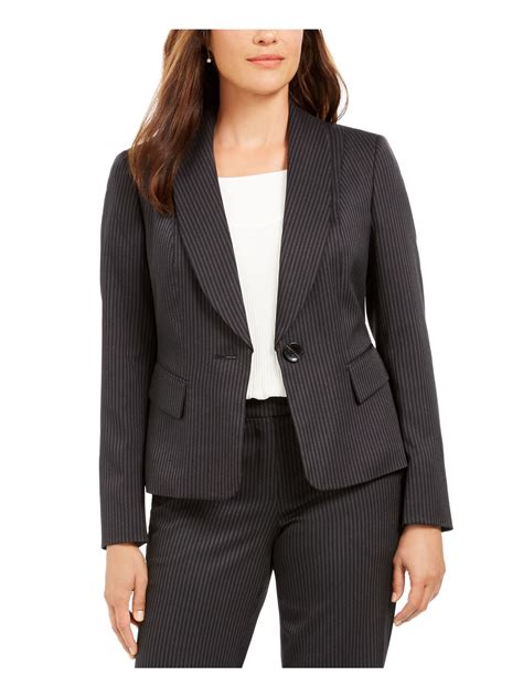 Le Suit Womens Black Pinstripe Blazer Pant Suit Size 12 Ebay
