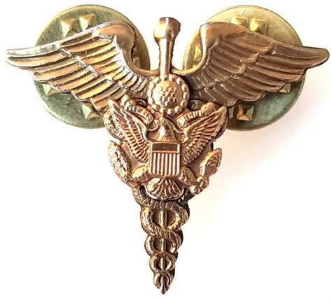 Medical Eagle Us Army Seal Officer Collar Brass Badge Pin Uniform